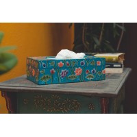 Wooden Green Hand-Painted Tissue Box  