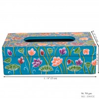 Wooden Blue Hand-Painted Tissue Box