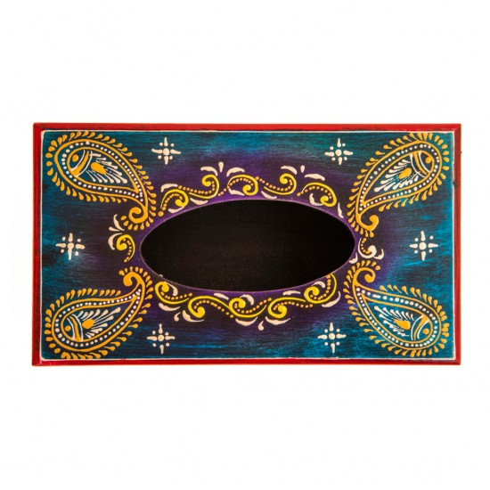 Wooden Green Hand-Painted Tissue Box Wooden Green Hand-Painted Tissue Box