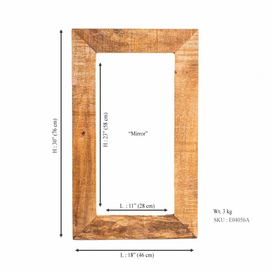 Rough Wood Rectangular Mirror Frame light Polish  
