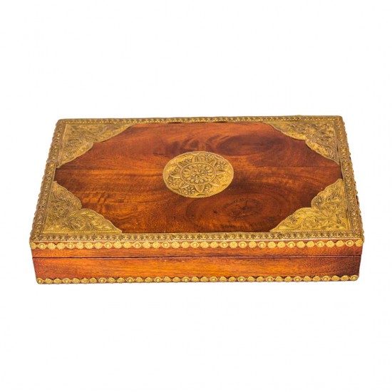 antique brass work wodden box ( 12 x 18 inch)