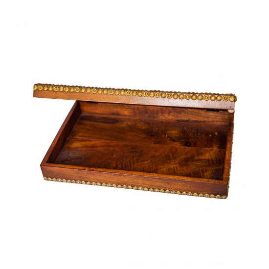 antique brass work wodden box ( 10 x 16 inch)