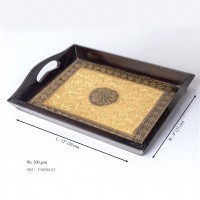 Wooden brass artwork Tray 9 x 12 inch