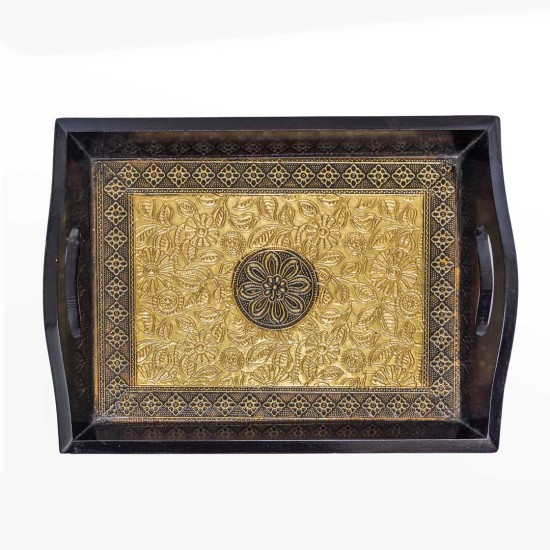 Wooden brass artwork Tray 11 x 14 inch