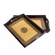 Wooden brass artwork Tray ( Set of two )