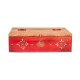hand painted cone art wooden box ( red )