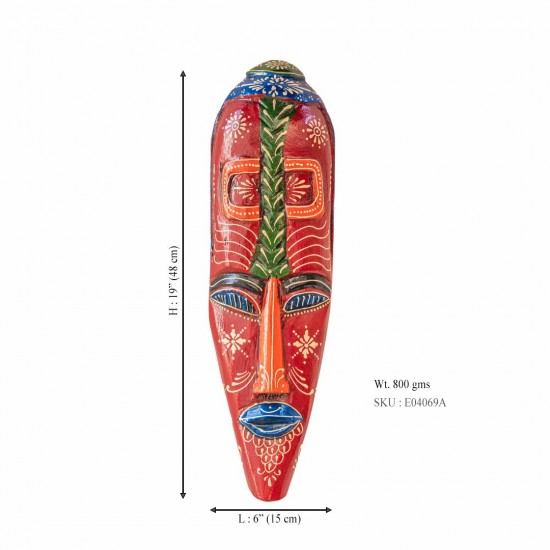 Handmade Wooden Mask Tribal (Red)