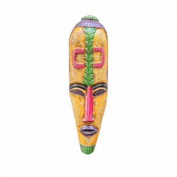 handmade wooden mask tribal (yellow)