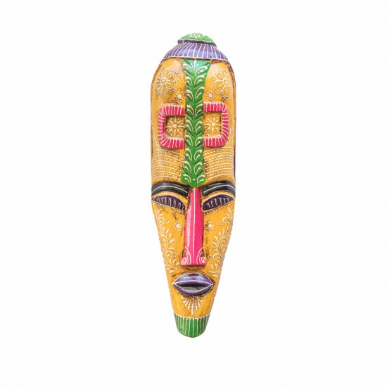 handmade wooden mask tribal (yellow)
