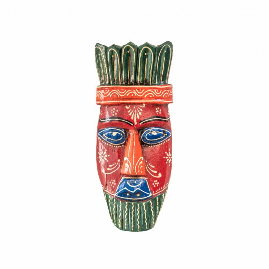 Handmade Wooden Mask Tribal 6 x 12 inch (Red)