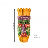 handmade wooden mask tribal 6 x 12 inch yellow