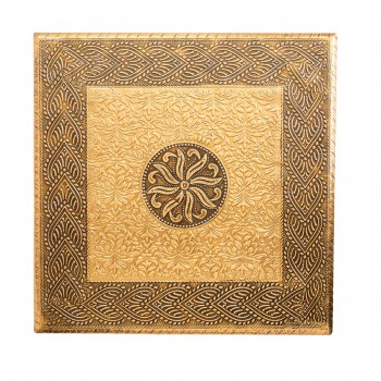 Square Brass Work Puja Chowki 10 x 10