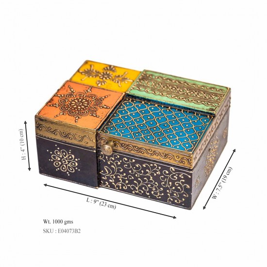 Colorful Oriental jewellery box  7.5 x 9 inch  