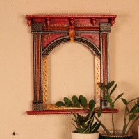 Hand painted wooden arch jharokha frame traditional Indian wall decor