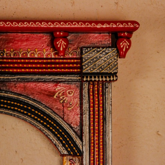Hand painted wooden arch jharokha frame traditional Indian wall decor