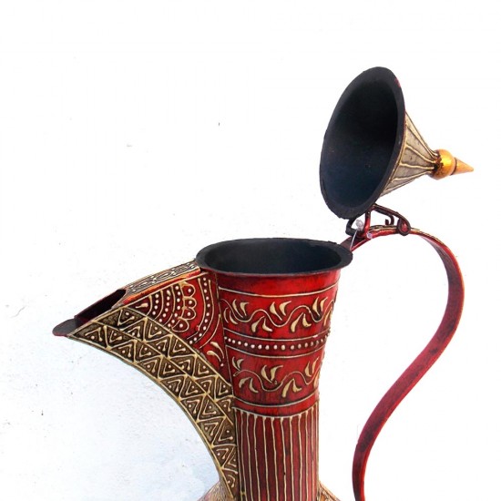 Hand Painted Iron Surahi - Show Piece Red