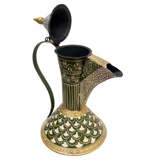 Hand Painted Iron Surahi - Show Piece Green