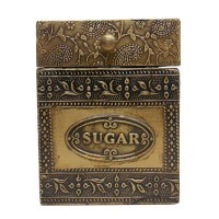 Embossed Brass Art Wooden Sugar Container Box - Full Brass