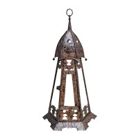 Mughal Art Silver Brown Finished Six Corner Lantern - height 23 Inch