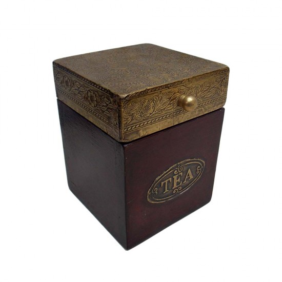 Tea-Coffee-Sugar Box Half Brass- Set of Three