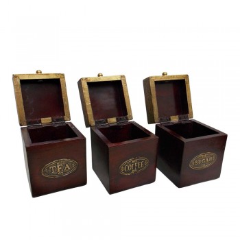 Tea-Coffee-Sugar Box Half Brass- Set of Three