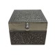 Antique Finished Square Box- Embossed White Metal Artwork on wood - 4 x 4 Inches Antique Finished Square Box- Embossed White Metal Artwork on wood - 4 x 4 Inches
