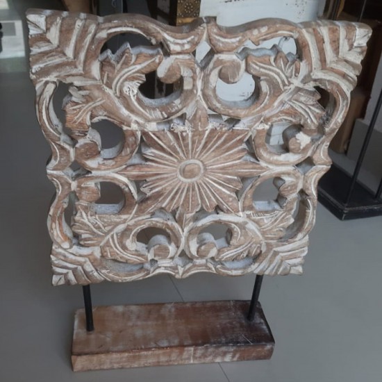 Carved Wooden Panel on Stand Carved Wooden Panel on Stand