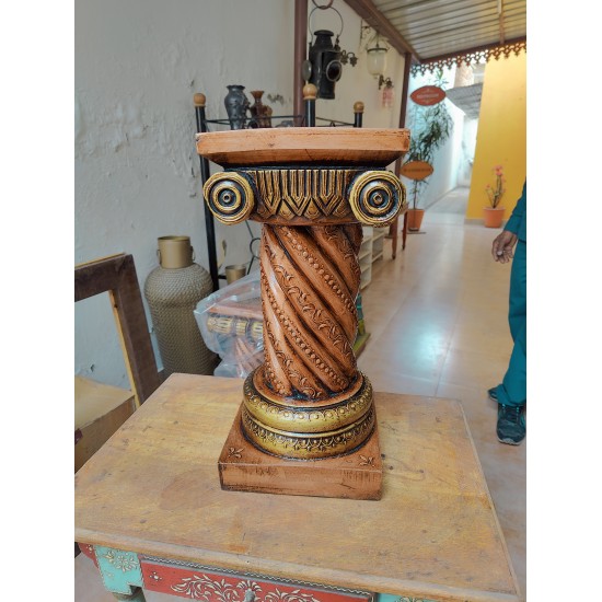 Antique Mettalic Twisted Rope Wooden Pillar height 18 Inch Antique Mettalic Twisted Rope Wooden Pillar height 18 Inch