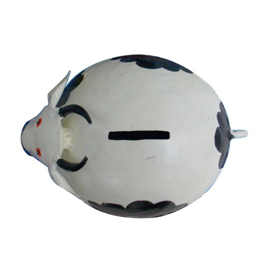 Hand Painted Iron Craft Cow Shaped Mini Coin Bank - Decorative Accent