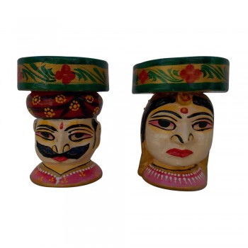 Painted Babla & Babli Candle Stand Pair 4 Inch