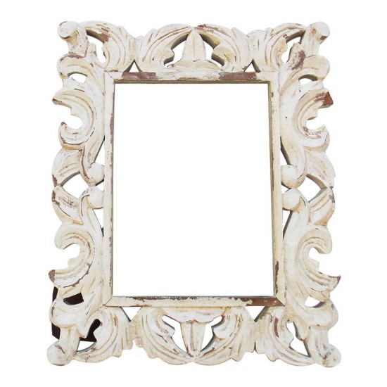 Flower Cut Photo Frame - Distress  White