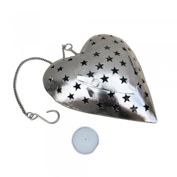 Iron Perforated Heart Tea Light Holder