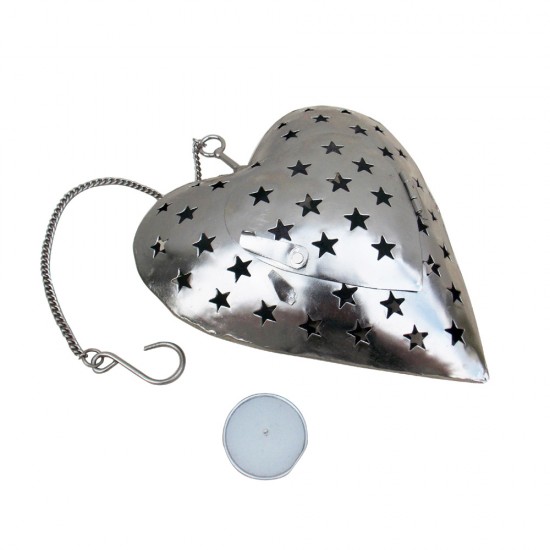 Iron Perforated Heart Tea Light Holder Iron Perforated Heart Tea Light Holder