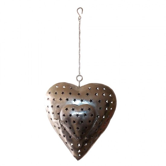 Iron Perforated Heart Tea Light Holder Iron Perforated Heart Tea Light Holder