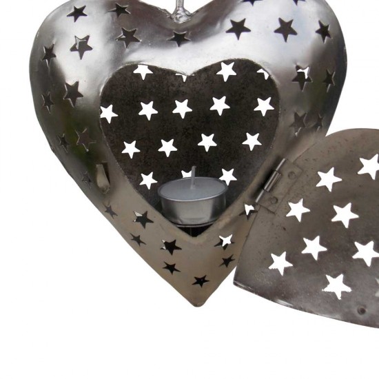 Iron Perforated Heart Tea Light Holder Iron Perforated Heart Tea Light Holder
