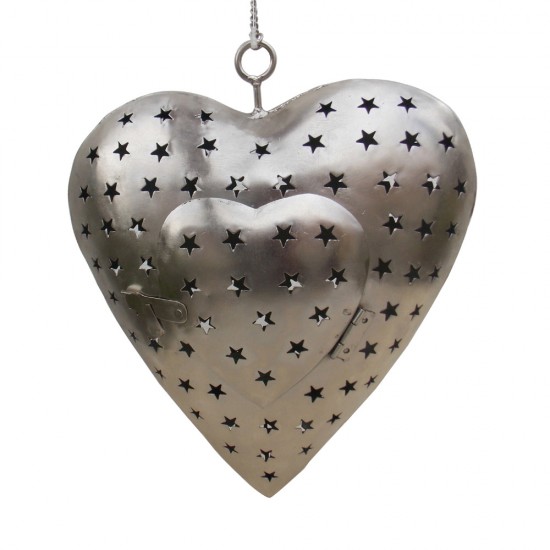Iron Perforated Heart Tea Light Holder Iron Perforated Heart Tea Light Holder