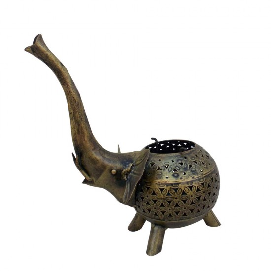 Iron Perforated Elephant Tea Light- Festive Decor - Set of Two