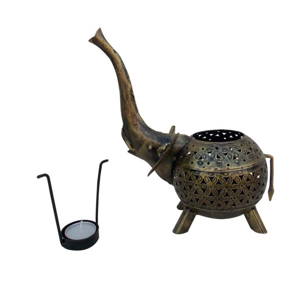 Iron Perforated Elephant Tea Light- Festive Decor - Small