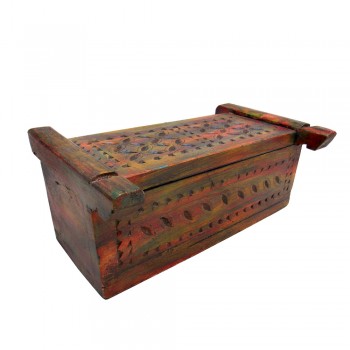 Two Partitioned Carved Wooden Box 