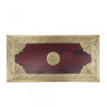 Opium Table with Embossed Brass Art