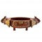 Two Elephant Head Fruit Bowl  - Embossed Brass Art on Red Polish