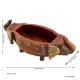 Two Elephant Head Fruit Bowl  - Embossed Brass Art on Red Polish