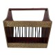 Dark Walnut Polished Wood & Iron Craft Magazine Basket - Embellished with Embossed Brass Artwork Dark Walnut Polished Wood & Iron Craft Magazine Basket - Embellished with Embossed Brass Artwork