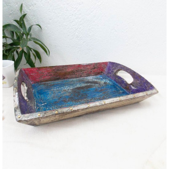 Multicolored Distress Tray -  17 x 12 Inches