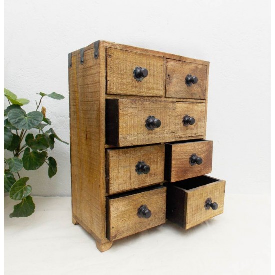 Raw Wood Mini Chest of 8 Drawers