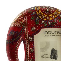 Wooden Elephant Photo Frame with Stand - Unsophisticated Red