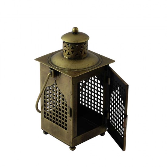 Antique Golden Finish Iron Minar Lantern with Wall Bracket