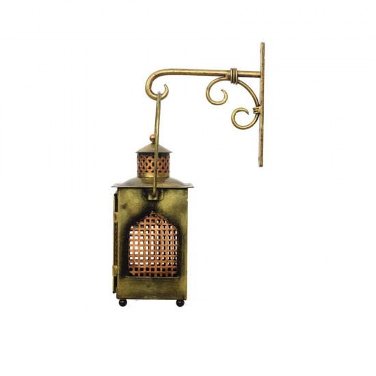 Antique Golden Finish Iron Minar Lantern with wall Bracket