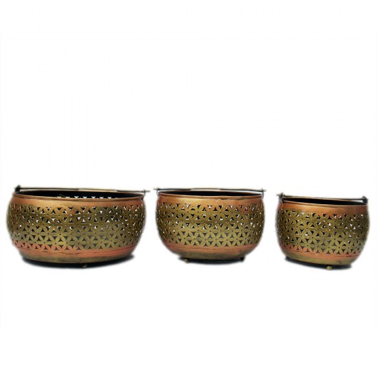 Iron Pefrated Basket ( Set Of Three )