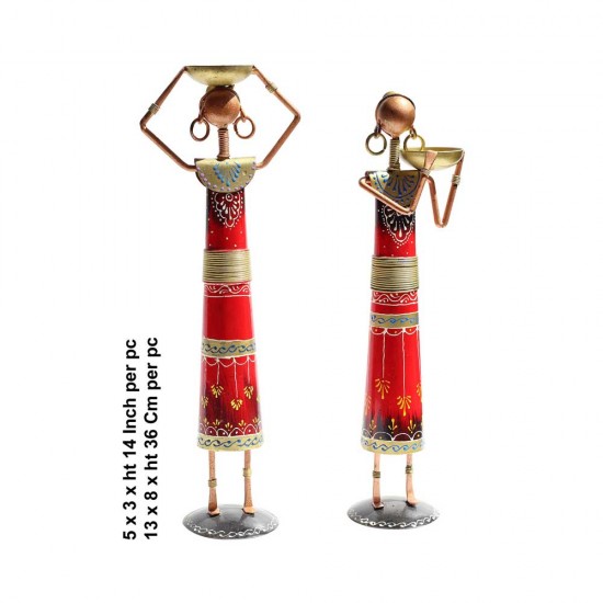 Tribal Women at Farm - Red (Set of Two) Tribal Women at Farm - Red (Set of Two)